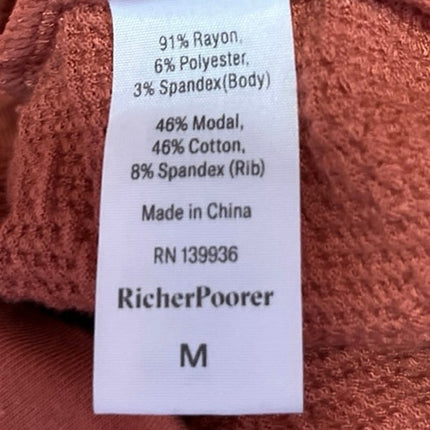 RicherPoorer Copper Brown Crew Neck Long Sleeve Pullover Sweater Top Size M