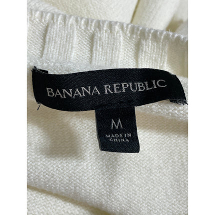 Banana Republic Women's White Crew Neck Long Sleeve Sweatshirt Sweater Top Sz M