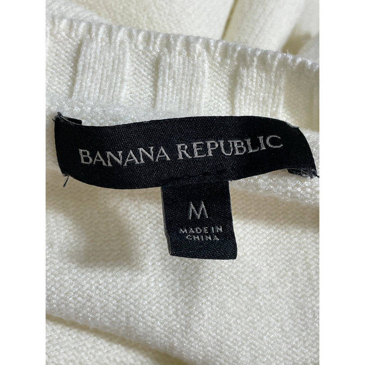 Banana Republic Women's White Crew Neck Long Sleeve Sweatshirt Sweater Top Sz M
