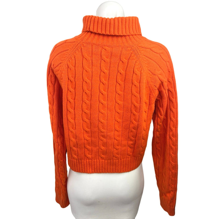 Aritzia Sunday Best Orange Turtleneck Cable Knit Pullover Sweater Top Size XL