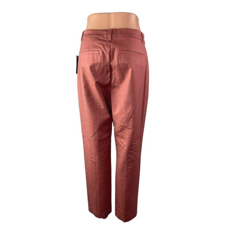 NEW Ralph Lauren Pink Satin High Waisted Straight Trousers Dress Pants Size 12