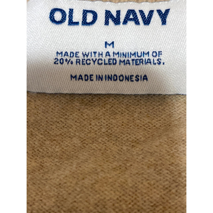 Old Navy Women's Beige Long Sleeve Crewneck Button Up Cardigan Sweater Top Sz M