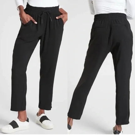 Athleta Metropolis Women's Black Straight Leg High Rise Trousers Pants Size 0