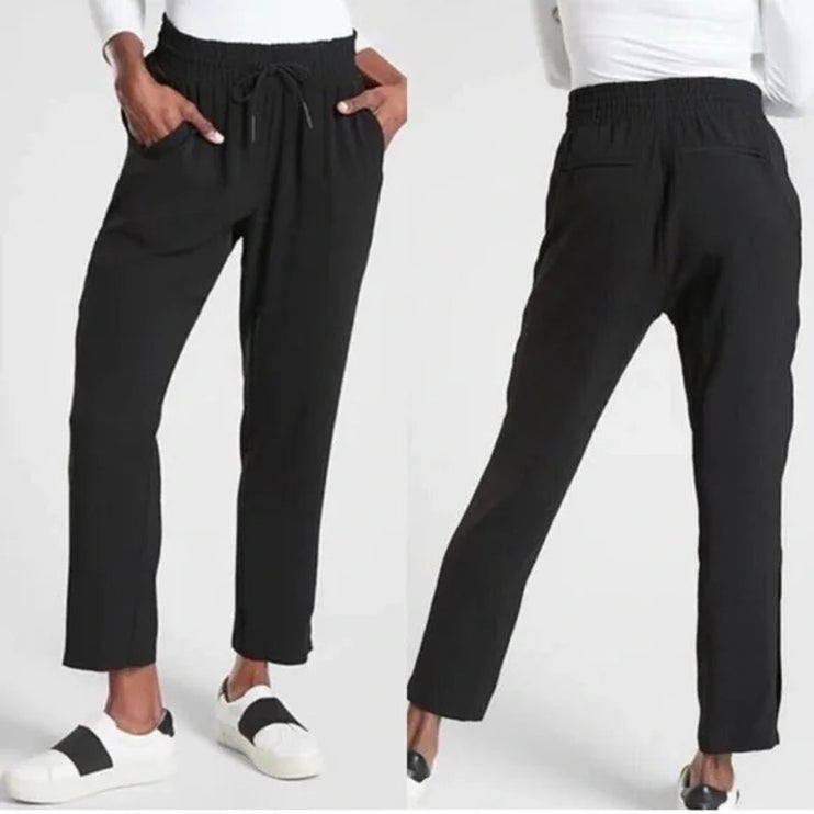 Athleta Metropolis Women's Black Straight Leg High Rise Trousers Pants Size 0