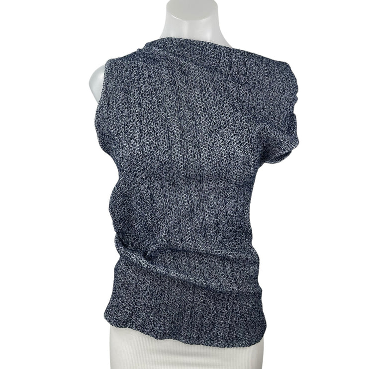 NEW Zara Women's Blue One Shoulder Ruched Sleeveless Knit Blouse Tank Top Size S