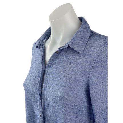 Zara Women Blue Long Sleeve Button Front Collared Casual Mini Shirt Dress Size S