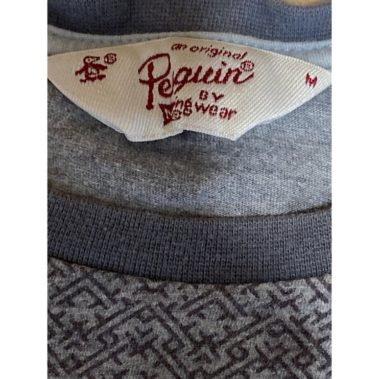 Penguin Men's Gray Geometric Logo Short Sleeve Crewneck T Shirt Tee Top Size M