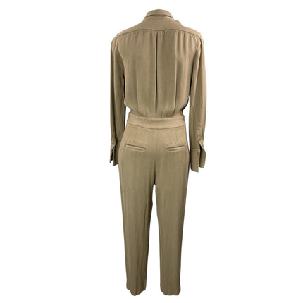Equipment Beige Long Sleeves Belted Pocket Utility Overalls Romper Jumpsuit SP