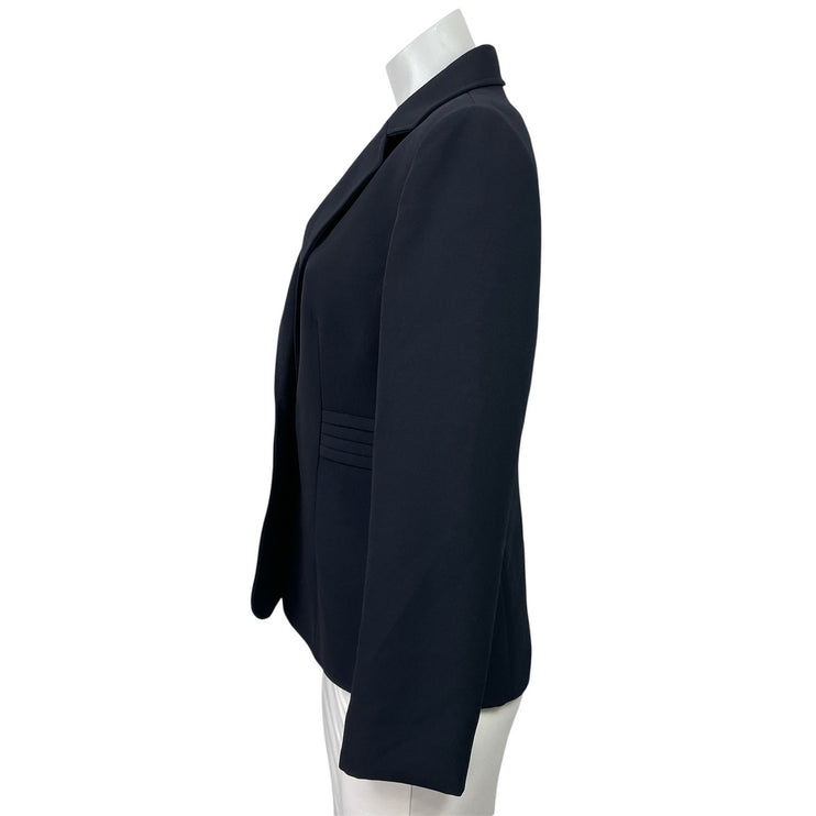 Tahari Arthur Levine Navy BlueNotch Collar Long Sleeve Blazer Coat Jacket Top 4