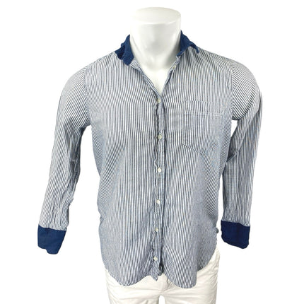 J.Crew Men's Blue White Striped Cotton Long Sleeve Button Down Shirt Top Size 6