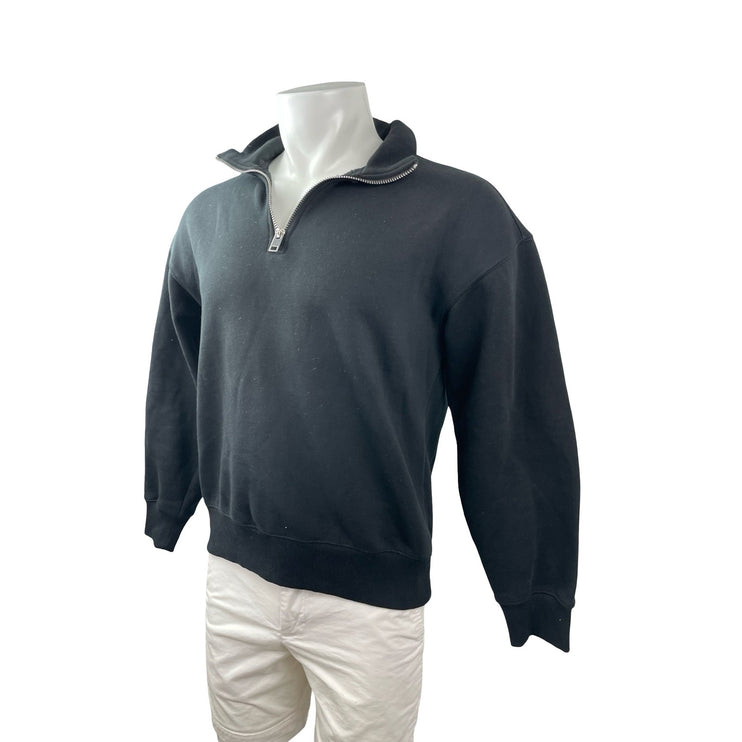 H&M Men's Black Relaxed Fit Long Sleeve Quarter Zip Knit Sweatshirt Top Size S