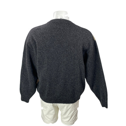 Vintage 90s Burlington Men's Black Geometric Crew Neck Knit Sweater Top Size L