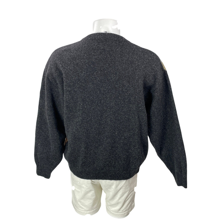 Vintage 90s Burlington Men's Black Geometric Crew Neck Knit Sweater Top Size L