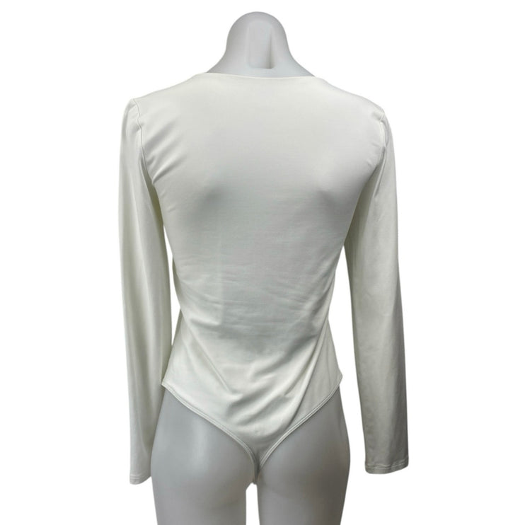 Aritzia Babaton Contour Women's White Long Sleeve Tee T-shirt Bodysuit Top Sz L