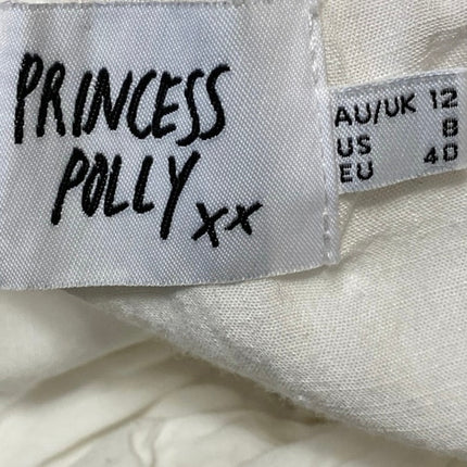 Princess Polly White Short Sleeve Ruffle Smocked Tiered Romper Shorts Size 8