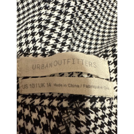 Urban Outfitters Black Houndstooth High Rise Flare Slit Trousers Pants Size 10