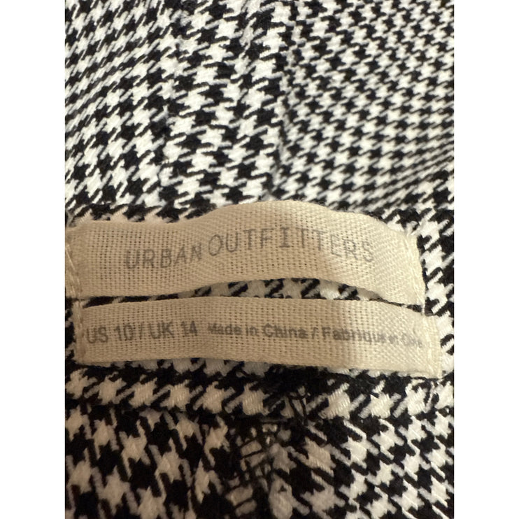 Urban Outfitters Black Houndstooth High Rise Flare Slit Trousers Pants Size 10