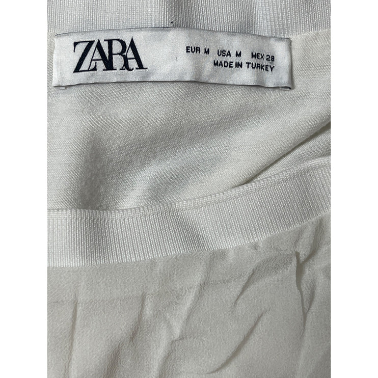 Zara Women White Half Sleeve Boxy Basic Minimalist T Shirt Tee Blouse Top Size M