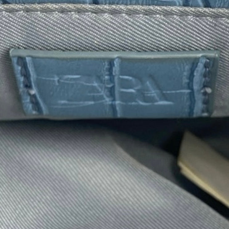 Zara Blue Faux Leather Vegan Croc Crossbody Chain Mini City Bag Handbag OS