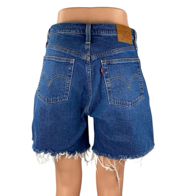 Levi's Premium Women's Blue Dark Wash Distressed Cutoff Denim Jean Shorts Size M