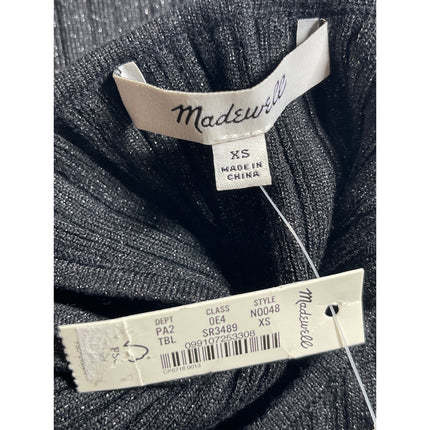 NEW Madewell Signature Shimmer Knit Cutaway Black Sleeveless Sweater Tank Top XS