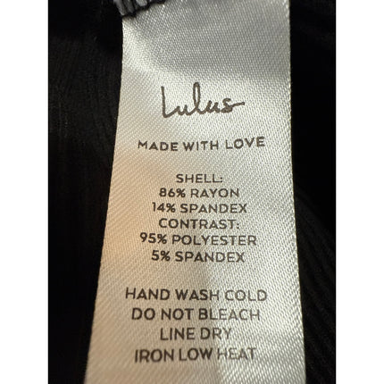 Lulus Black Long Sleeve Mesh Ribbed Knit Sweetheart Blouse Bodycon Top Size S