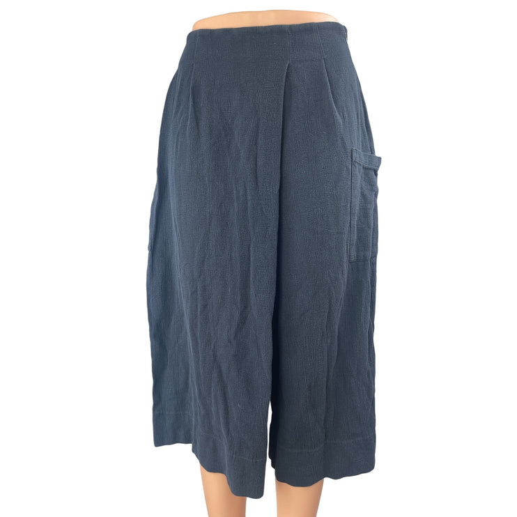 Oak + Fort Women's Black High Waisted Cargo Wide Leg Baggy Crop Trousers Pants S