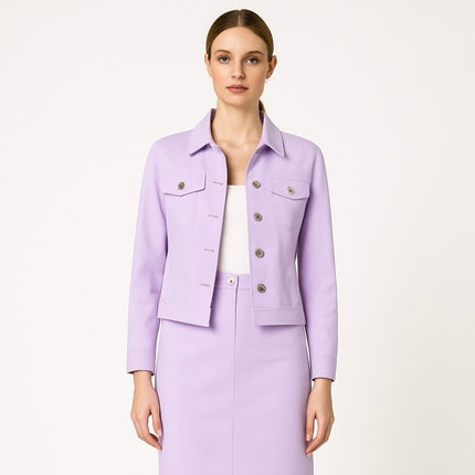 Calvin Klein Purple Lilac Long Sleeve Button Down Blazer Mini Skirt 2 Pc Set 14