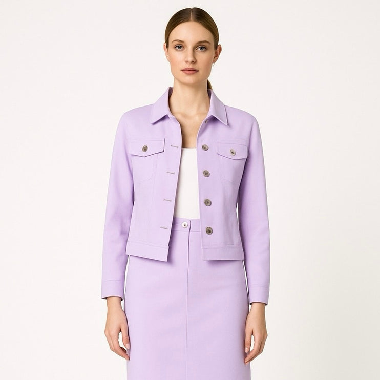 Calvin Klein Purple Lilac Long Sleeve Button Down Blazer Mini Skirt 2 Pc Set 14