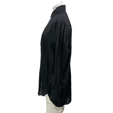 Zara Women's Black Long Sleeve High Low Relaxed Button Down Shirt Top Size S