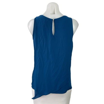 Vince Camuto Womens Blue Sleeveless Round Neck Tiered Layered Blouse Top Size XS