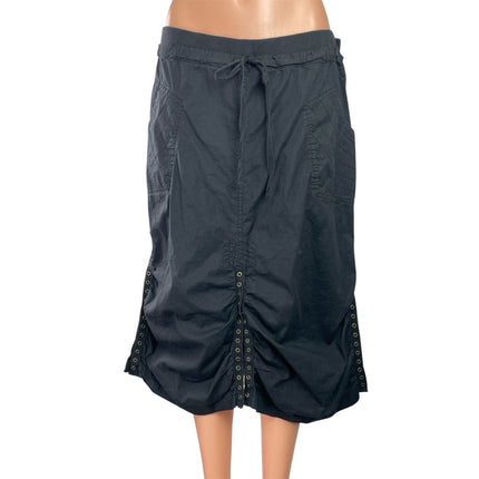 Contrast Women's Black High Waisted Straight Parachute Cargo Midi Skirt Size M