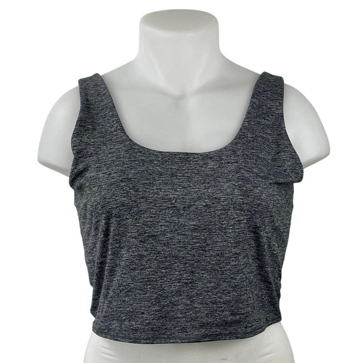 GapFit Women's Dark Gray Heather Sleeveless Square Neck Tank Crop Top Size XXL