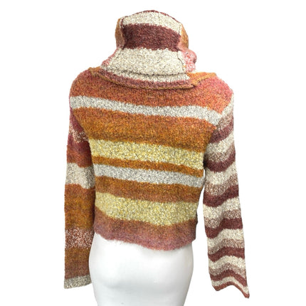 Free People My Girl Multicolor Wool Long Sleeve Turtleneck Cropped Sweater Top S