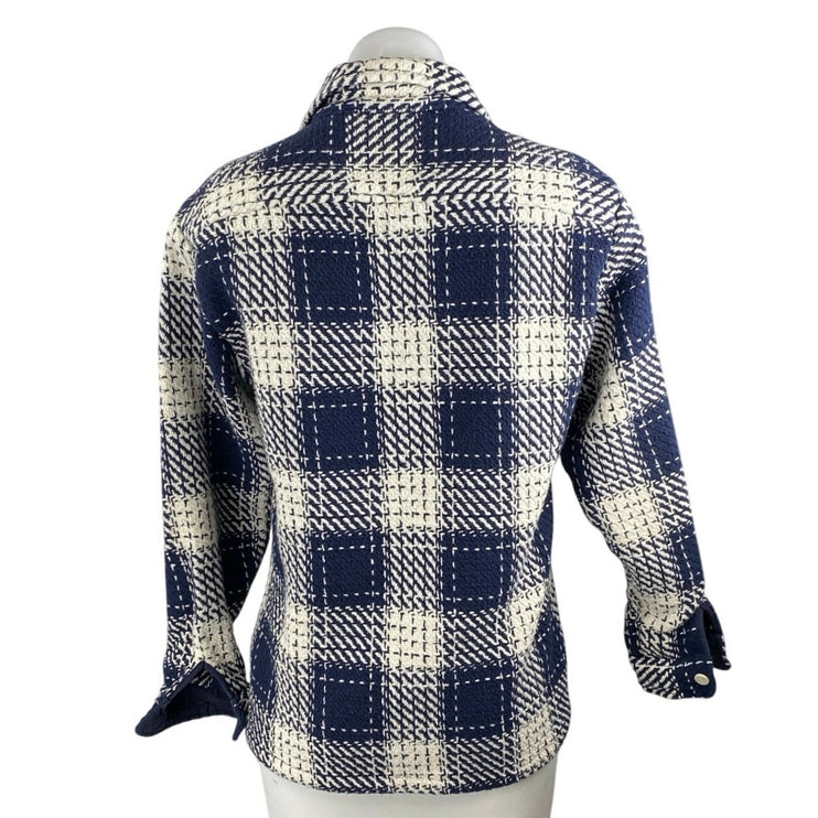 Wax London Whiting Beatnik Mens Blue White Plaid Checkered Button Up Shirt Top S