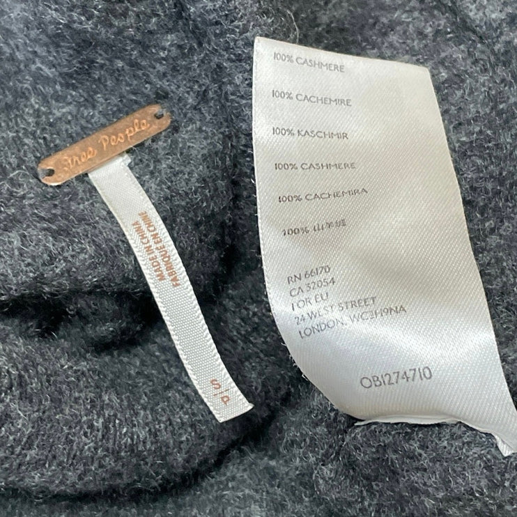 Free People Women's Dark Gray 100% Cashmere Turtleneck Cropped Sweater Top S