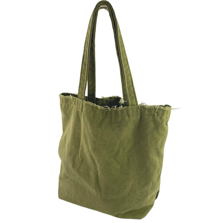 NEW Urban Outfitters Women's Army Green Smiley Patch Distressed Canvas Tote Bag