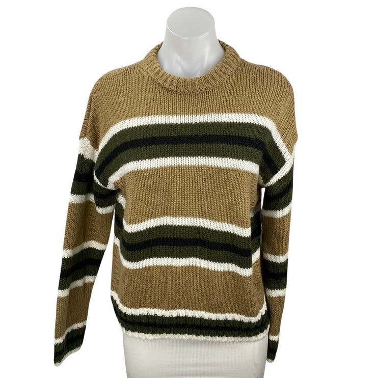 Urban Outfitters Women's Tan Green Striped Colorblock Knit Sweater Top Size S