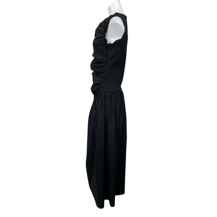 PrettyLittleThing Black Sleeveless Ruched Drop Waist A Line Maxi Dress Size 10