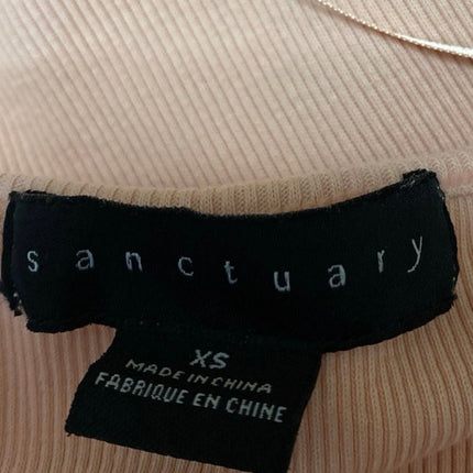 Sanctuary Women's Orange Rib Knit Long Sleeve Square Neck Blouse Top Size XS