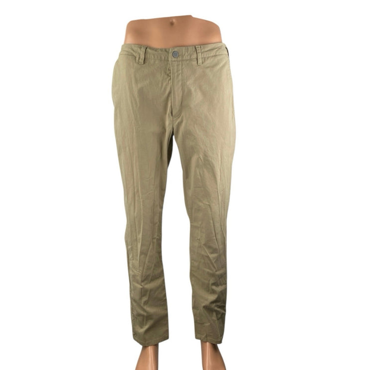 Mack Weldon Women's Beige Straight Leg Slim Chino Khaki Trousers Pants Size 34