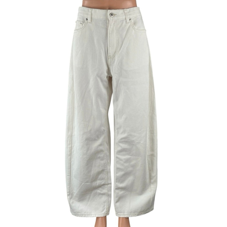 NEW H&M Women's White High Rise Loose Palazzo Wide Leg Baggy Denim Jeans Size 6