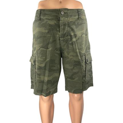 Aeropostale Men's Green Camo Camouflage Straight Outdoor Cargo Shorts Size 34