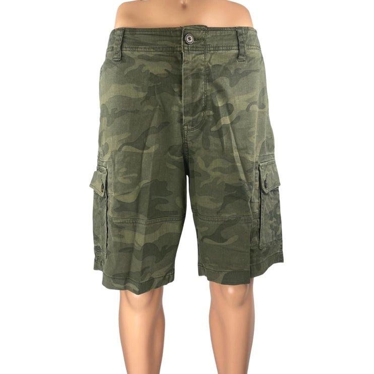 Aeropostale Men's Green Camo Camouflage Straight Outdoor Cargo Shorts Size 34