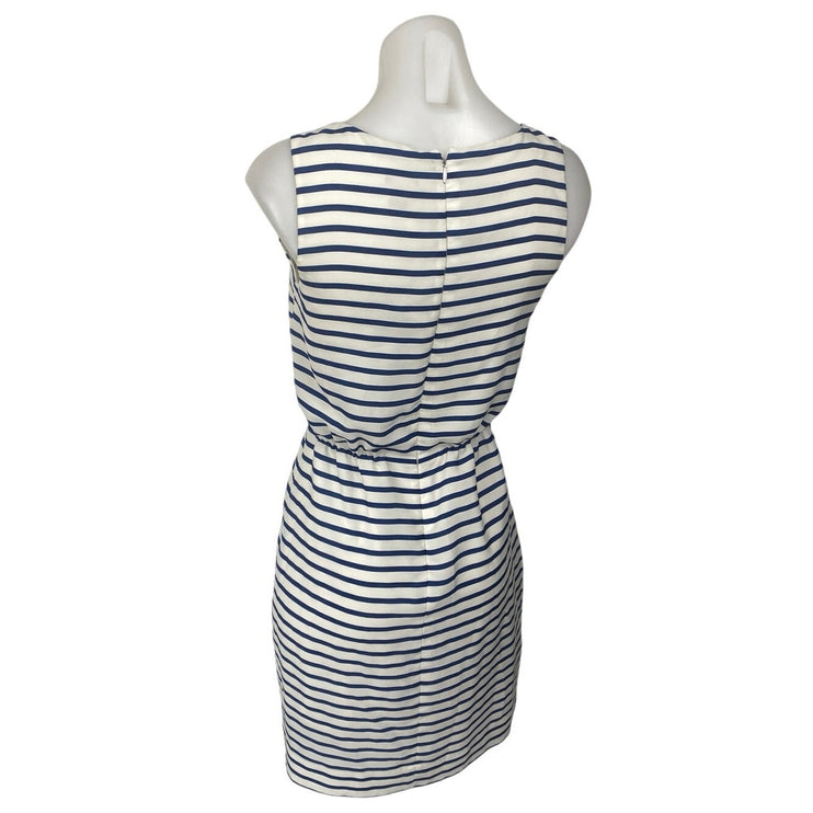 J.Crew Women's White Blue Striped Sleeveless Tank Blouson Mini Dress Size 0