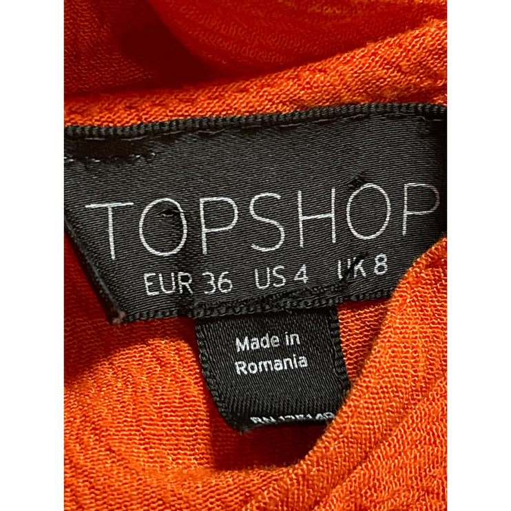 Topshop Women Coral Sleeveless V Neck Tank Cami Casual Cutout Mini Dress Size 4