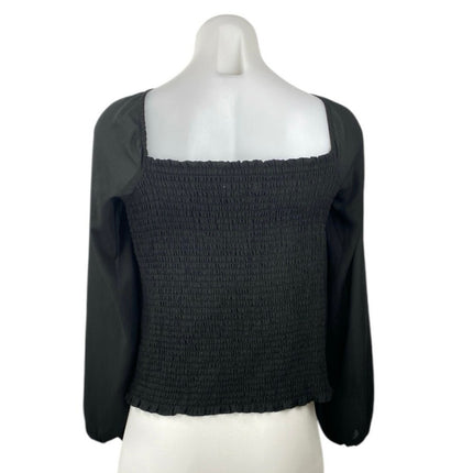 Abercrombie & Fitch Women's Black Long Puff Sleeve Smocked Blouse Top Size L