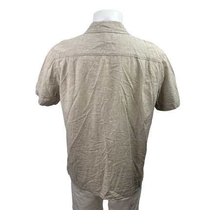 H&M Mens Gray Regular Fit Linen Short Sleeve Button Down Pocket Shirt Top Size M