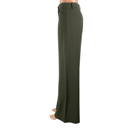 Theory Women's Olive Green High Rise Relaxed Straight Leg Trouser Dress Pants 0