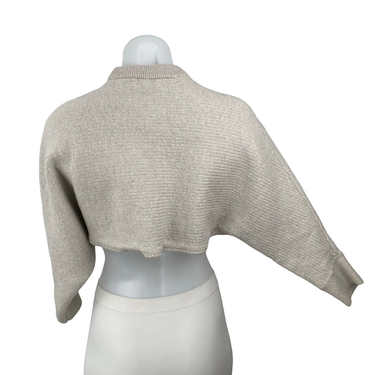 Aritzia Wilfred Free Lola 100% Wool Women's Gray Long Sleeve Crop Sweater Top M